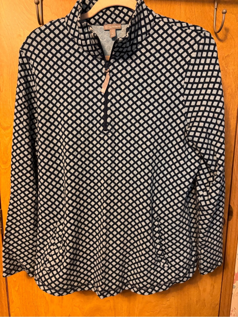 Talbots Diamond-Print Quarter Zip Pullover